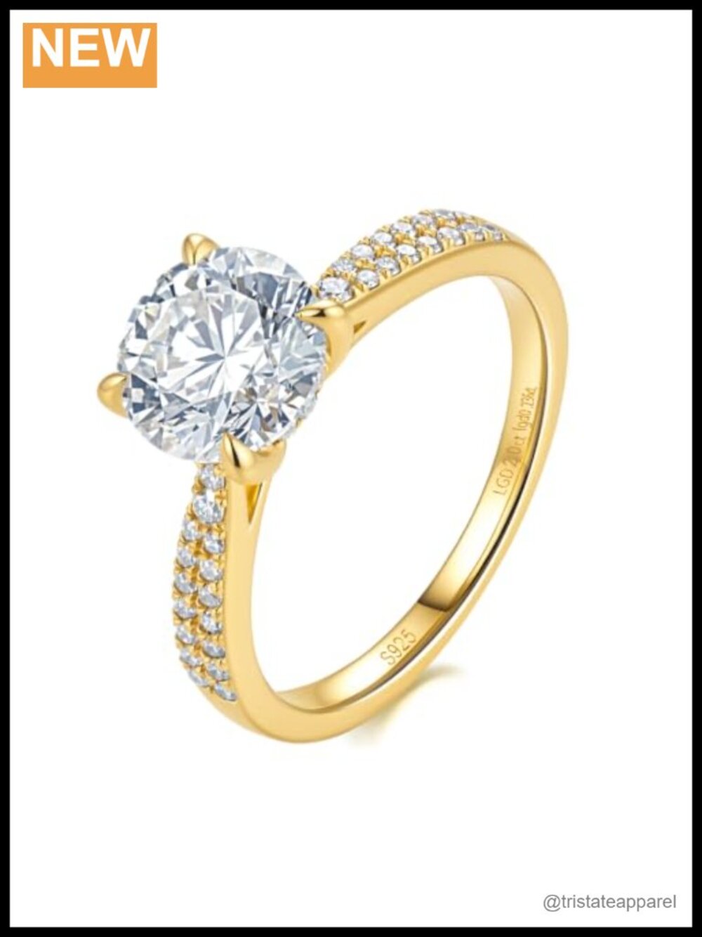 Lab Grown Diamond Halo Engagement Ring S925 Sterling Silver 14K White Gold